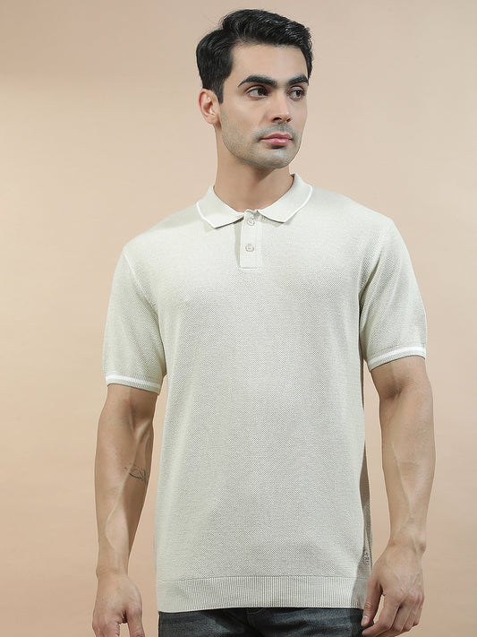 T-Shirt for Men | Breathable & Soft with Color Fastness Regular Fit Polo Neck Cotton Blend Fabric Solid Pattern