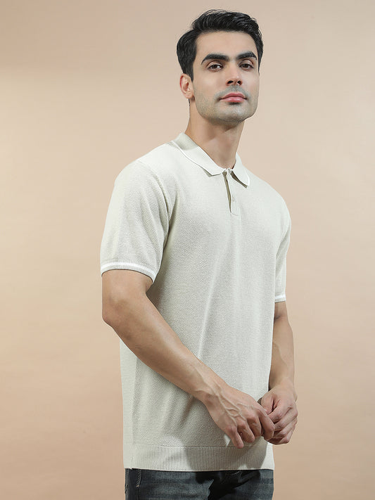 T-Shirt for Men | Breathable & Soft with Color Fastness Regular Fit Polo Neck Cotton Blend Fabric Solid Pattern