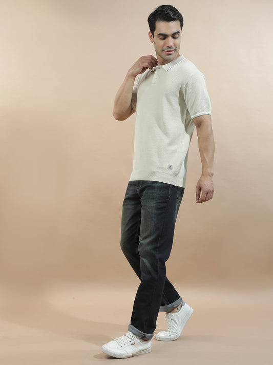 T-Shirt for Men | Breathable & Soft with Color Fastness Regular Fit Polo Neck Cotton Blend Fabric Solid Pattern