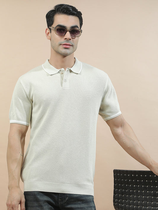 T-Shirt for Men | Breathable & Soft with Color Fastness Regular Fit Polo Neck Cotton Blend Fabric Solid Pattern