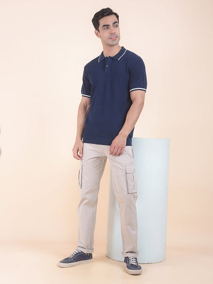 T-Shirt for Men | Breathable & Soft with Color Fastness Regular Fit Polo Neck Cotton Blend Fabric Solid Pattern