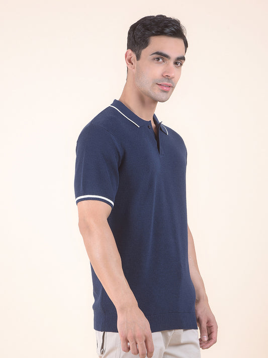 T-Shirt for Men | Breathable & Soft with Color Fastness Regular Fit Polo Neck Cotton Blend Fabric Solid Pattern