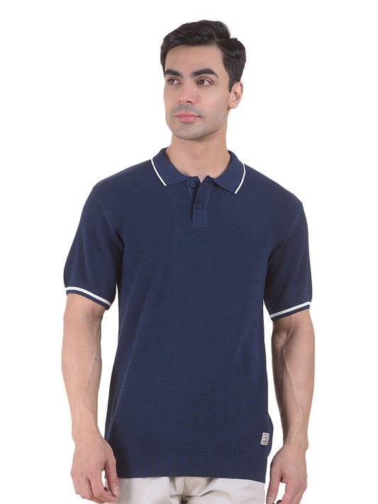 T-Shirt for Men | Breathable & Soft with Color Fastness Regular Fit Polo Neck Cotton Blend Fabric Solid Pattern