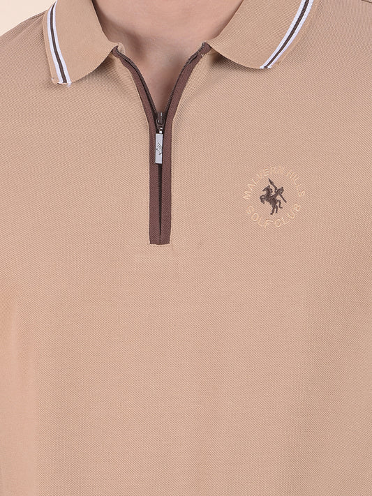 T-Shirt for Men | Breathable & Soft with Color Fastness Regular Fit Polo Neck Poly Cotton Fabric Solid Pattern