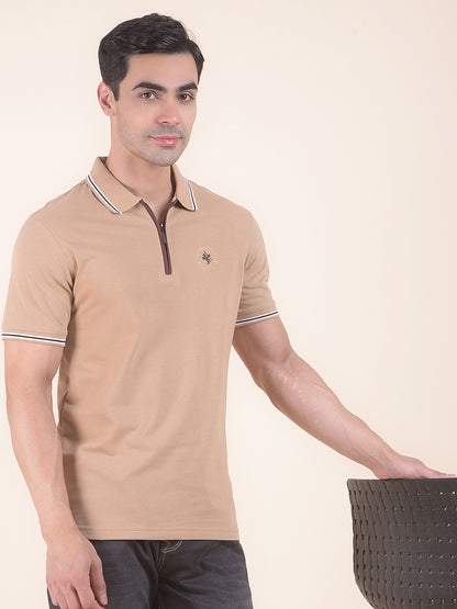 T-Shirt for Men | Breathable & Soft with Color Fastness Regular Fit Polo Neck Poly Cotton Fabric Solid Pattern