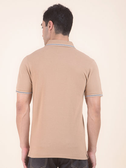 T-Shirt for Men | Breathable & Soft with Color Fastness Regular Fit Polo Neck Poly Cotton Fabric Solid Pattern