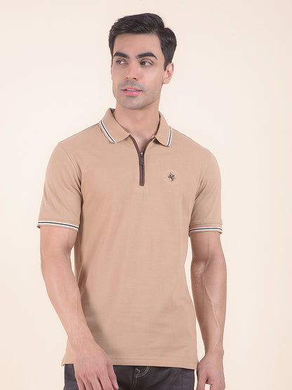 T-Shirt for Men | Breathable & Soft with Color Fastness Regular Fit Polo Neck Poly Cotton Fabric Solid Pattern