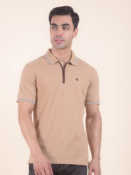 T-Shirt for Men | Breathable & Soft with Color Fastness Regular Fit Polo Neck Poly Cotton Fabric Solid Pattern