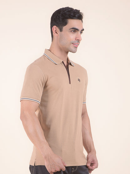 T-Shirt for Men | Breathable & Soft with Color Fastness Regular Fit Polo Neck Poly Cotton Fabric Solid Pattern