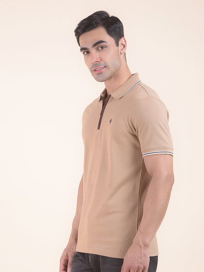 T-Shirt for Men | Breathable & Soft with Color Fastness Regular Fit Polo Neck Poly Cotton Fabric Solid Pattern