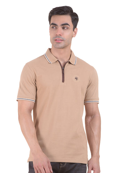 T-Shirt for Men | Breathable & Soft with Color Fastness Regular Fit Polo Neck Poly Cotton Fabric Solid Pattern