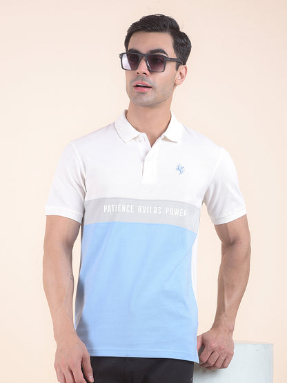 T-Shirt for Men | Breathable & Soft with Color Fastness Regular Fit Polo Neck Poly Cotton Fabric Colourblocked Pattern