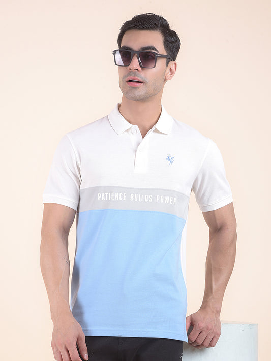 T-Shirt for Men | Breathable & Soft with Color Fastness Regular Fit Polo Neck Poly Cotton Fabric Colourblocked Pattern