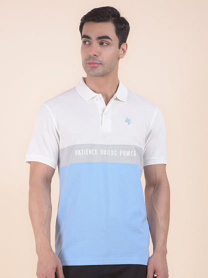 T-Shirt for Men | Breathable & Soft with Color Fastness Regular Fit Polo Neck Poly Cotton Fabric Colourblocked Pattern