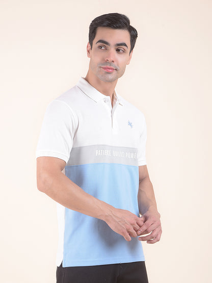 T-Shirt for Men | Breathable & Soft with Color Fastness Regular Fit Polo Neck Poly Cotton Fabric Colourblocked Pattern