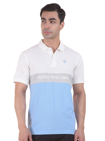 T-Shirt for Men | Breathable & Soft with Color Fastness Regular Fit Polo Neck Poly Cotton Fabric Colourblocked Pattern