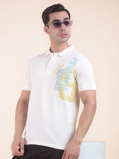 T-Shirt for Men | Breathable & Soft with Color Fastness Regular Fit Polo Neck Poly Cotton Fabric Printed Pattern