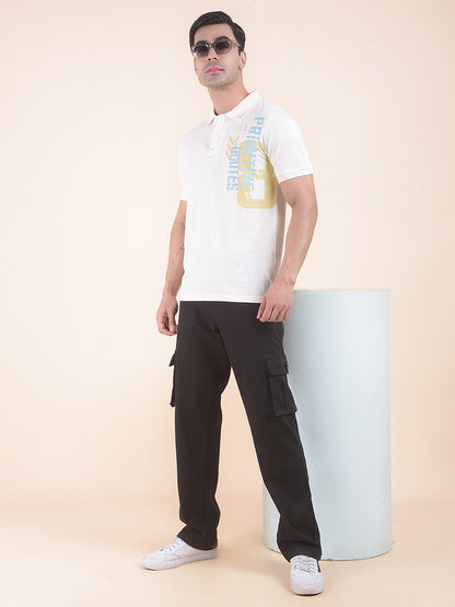T-Shirt for Men | Breathable & Soft with Color Fastness Regular Fit Polo Neck Poly Cotton Fabric Printed Pattern