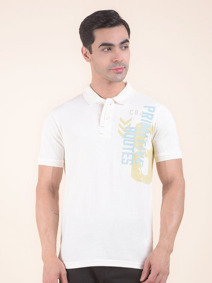 T-Shirt for Men | Breathable & Soft with Color Fastness Regular Fit Polo Neck Poly Cotton Fabric Printed Pattern