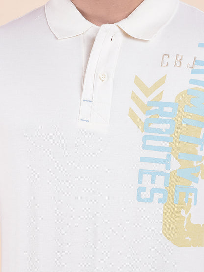 T-Shirt for Men | Breathable & Soft with Color Fastness Regular Fit Polo Neck Poly Cotton Fabric Printed Pattern
