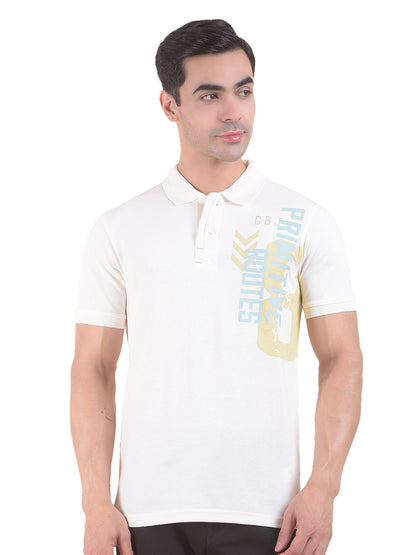 T-Shirt for Men | Breathable & Soft with Color Fastness Regular Fit Polo Neck Poly Cotton Fabric Printed Pattern