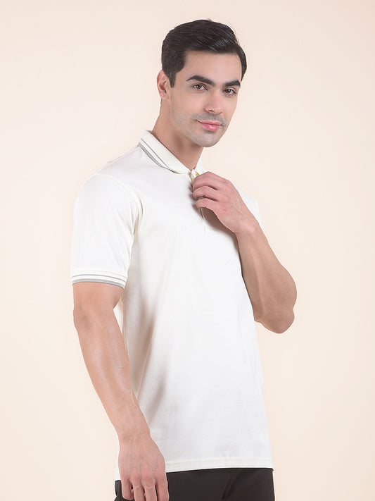 T-Shirt for Men | Breathable & Soft with Color Fastness Regular Fit Polo Neck Cotton Fabric Solid Pattern