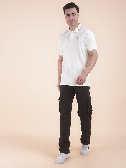 T-Shirt for Men | Breathable & Soft with Color Fastness Regular Fit Polo Neck Cotton Fabric Solid Pattern