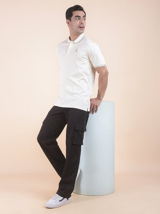 T-Shirt for Men | Breathable & Soft with Color Fastness Regular Fit Polo Neck Cotton Fabric Solid Pattern