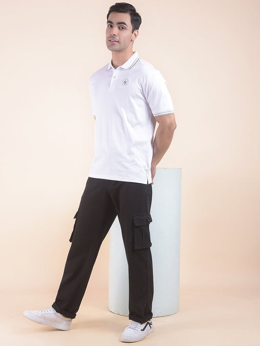 T-Shirt for Men | Breathable & Soft with Color Fastness Regular Fit Polo Neck Cotton Fabric Solid Pattern