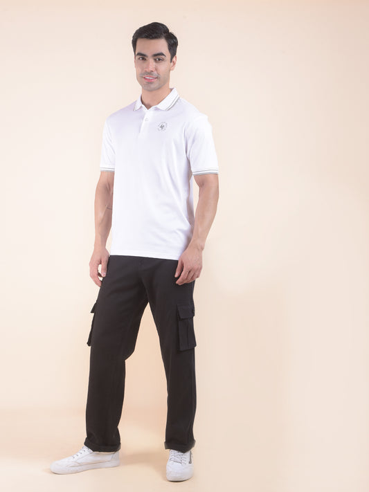 T-Shirt for Men | Breathable & Soft with Color Fastness Regular Fit Polo Neck Cotton Fabric Solid Pattern