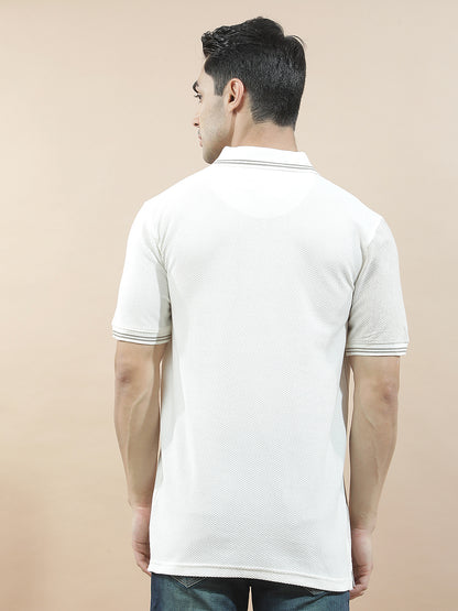 T-Shirt | Breathable & Soft with Color Fastness Regular Fit Polo Neck Poly Cotton Fabric for Men Striped Pattern