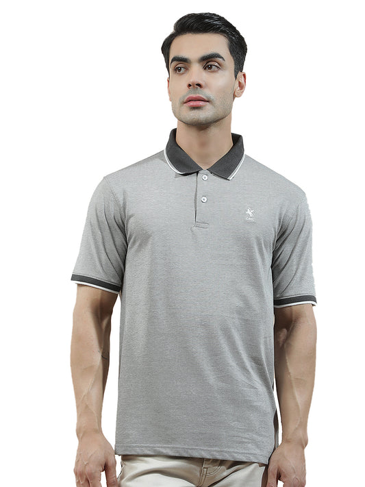 T-Shirt for Men | Breathable & Soft with Color Fastness Regular Fit Polo Neck Poly Cotton Fabric Solid Pattern