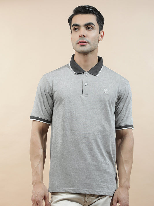 T-Shirt for Men | Breathable & Soft with Color Fastness Regular Fit Polo Neck Poly Cotton Fabric Solid Pattern