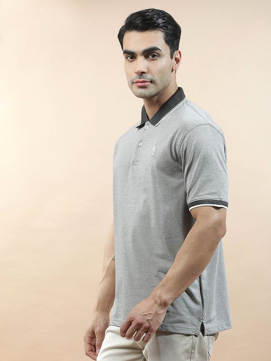 T-Shirt for Men | Breathable & Soft with Color Fastness Regular Fit Polo Neck Poly Cotton Fabric Solid Pattern