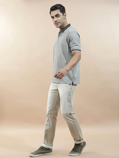 T-Shirt for Men | Breathable & Soft with Color Fastness Regular Fit Polo Neck Poly Cotton Fabric Solid Pattern