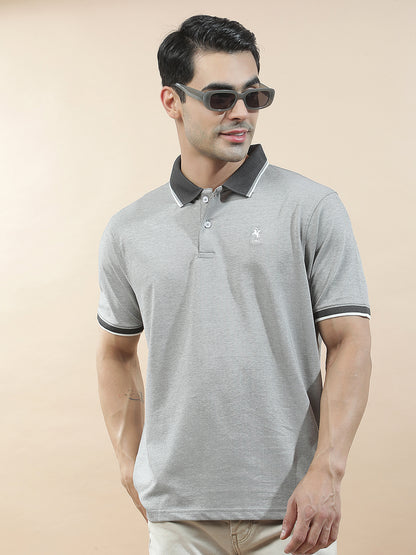 T-Shirt for Men | Breathable & Soft with Color Fastness Regular Fit Polo Neck Poly Cotton Fabric Solid Pattern