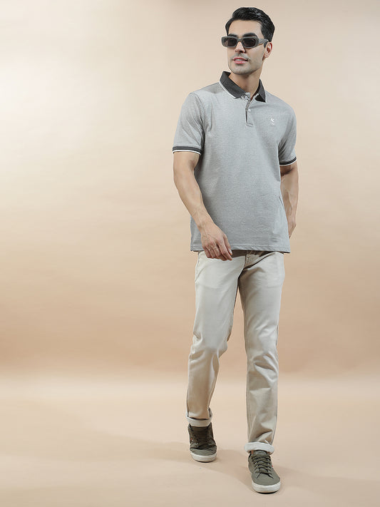 T-Shirt for Men | Breathable & Soft with Color Fastness Regular Fit Polo Neck Poly Cotton Fabric Solid Pattern