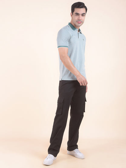 T-Shirt for Men | Breathable & Soft with Color Fastness Regular Fit Polo Neck Poly Cotton Fabric Solid Pattern