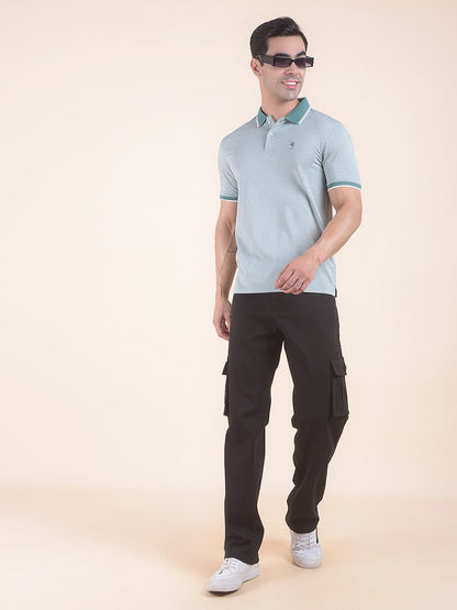 T-Shirt for Men | Breathable & Soft with Color Fastness Regular Fit Polo Neck Poly Cotton Fabric Solid Pattern