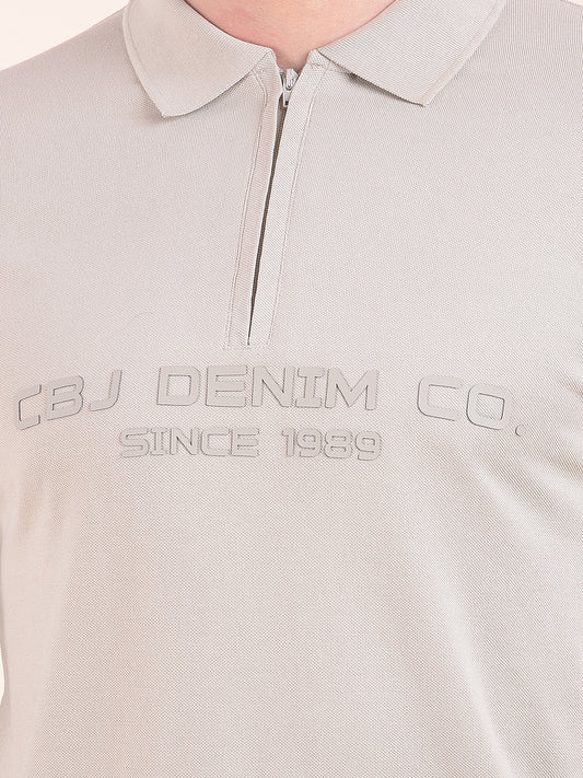 Men's Beige Printed Regular Fit Half Sleeve Casual T-Shirt