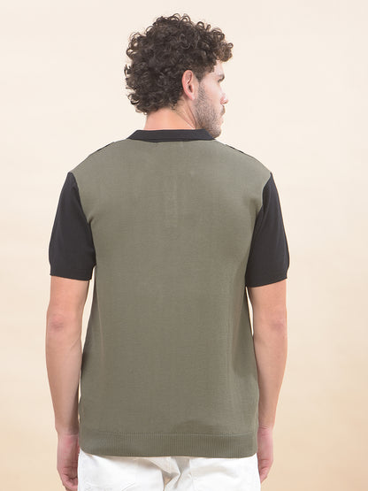 T-Shirt for Men | Breathable & Soft with Color Fastness Regular Fit Polo Neck Cotton Blend Fabric Striped Pattern