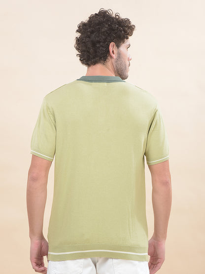 T-Shirt for Men | Breathable & Soft with Color Fastness Regular Fit Polo Neck Cotton Blend Fabric Striped Pattern