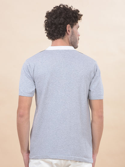 T-Shirt for Men | Breathable & Soft with Color Fastness Regular Fit Polo Neck Cotton Blend Fabric Striped Pattern