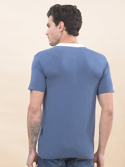 T-Shirt for Men | Breathable & Soft with Color Fastness Regular Fit Polo Neck Cotton Blend Fabric Colourblocked Pattern