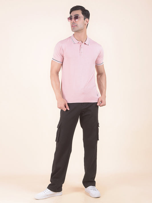 T-Shirt for Men | Breathable & Soft with Color Fastness Regular Fit Polo Neck Cotton Blend Fabric Solid Pattern