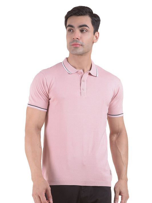 T-Shirt for Men | Breathable & Soft with Color Fastness Regular Fit Polo Neck Cotton Blend Fabric Solid Pattern