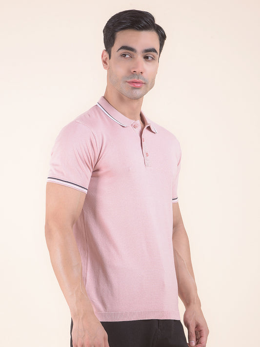 T-Shirt for Men | Breathable & Soft with Color Fastness Regular Fit Polo Neck Cotton Blend Fabric Solid Pattern
