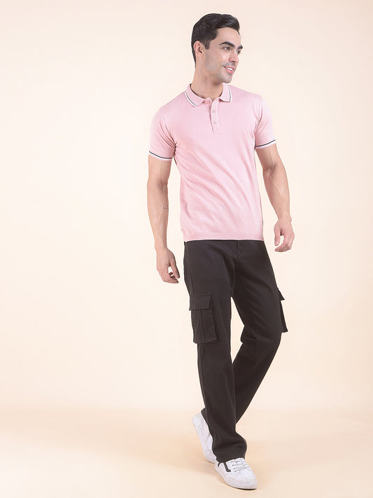 T-Shirt for Men | Breathable & Soft with Color Fastness Regular Fit Polo Neck Cotton Blend Fabric Solid Pattern