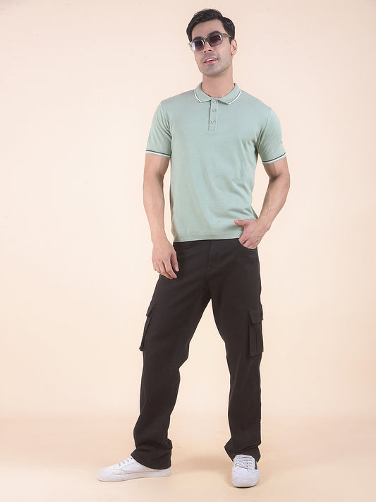 T-Shirt for Men | Breathable & Soft with Color Fastness Regular Fit Polo Neck Cotton Blend Fabric Solid Pattern