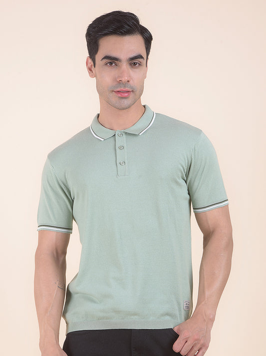 T-Shirt for Men | Breathable & Soft with Color Fastness Regular Fit Polo Neck Cotton Blend Fabric Solid Pattern